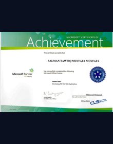 Microsoft course 20486 certificate preview